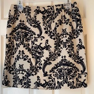 Talbots Black Print with Tan Background Skirt